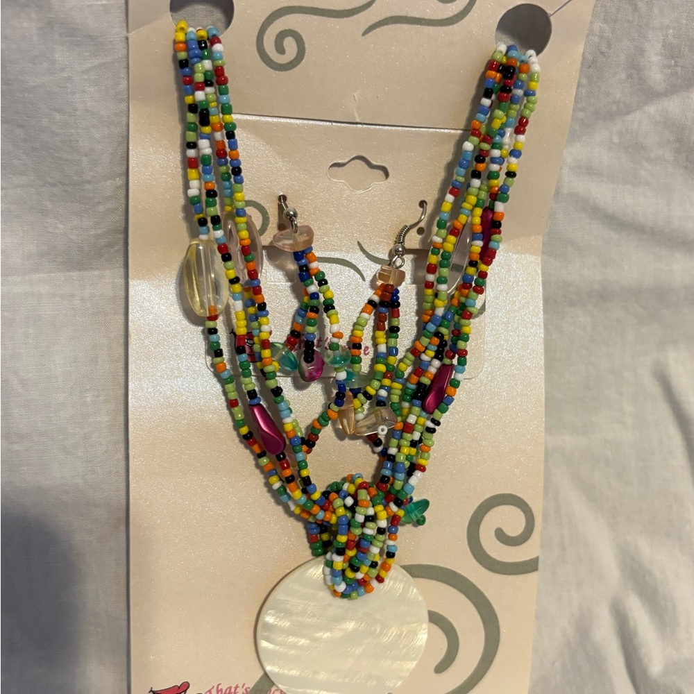 Multicolor Beaded Necklace and Earring Set